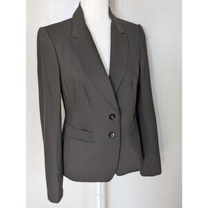 The Limited Luxe Brown Pinstripe Blazer 2 Button Career Jacket Womens Size 4 Y2K